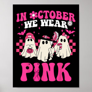 Póster Groovy Usa Cáncer De Mama Rosado Guerrero Aburrido