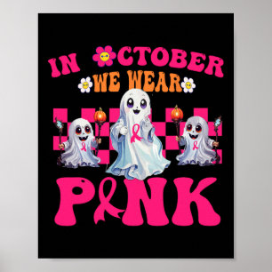 Póster Groovy Usa Cáncer De Mama Rosado Guerrero Aburrido
