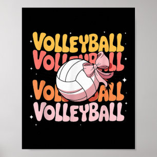 Póster Groovy Voleibol Coquette Bow Volleyball Lover Vo