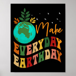 Póster Groovy Wavy Environmental Awareness Earth Day abri