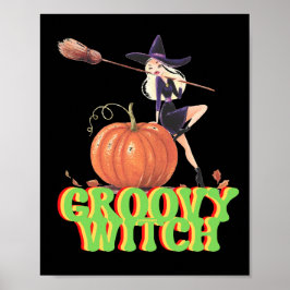 Póster GROOVY WITCH brujas divertidas de Halloween