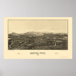 Póster Groton, MA Panoramic Map - 1886