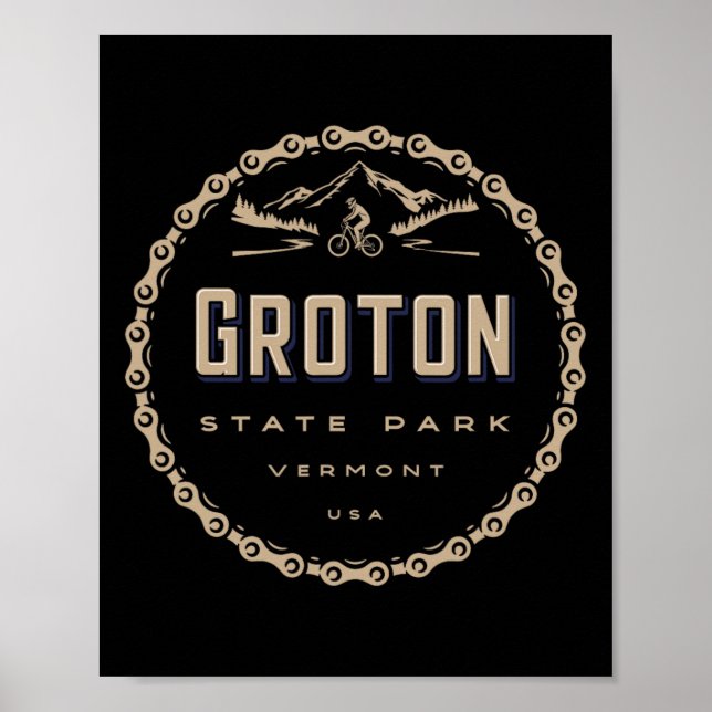 Póster Groton State Forest Vermont Mountain Bike Biking  (Frente)
