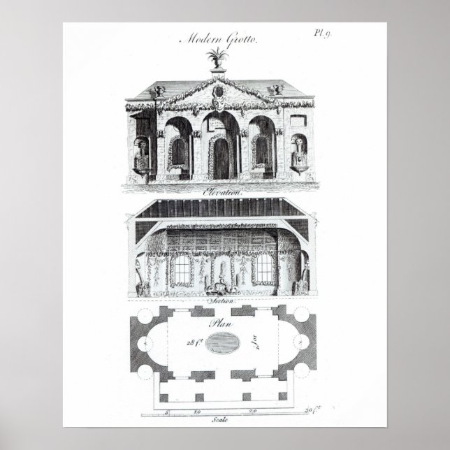 Póster Grotto moderno, de la "Grotesca arquitectura o el  (Frente)