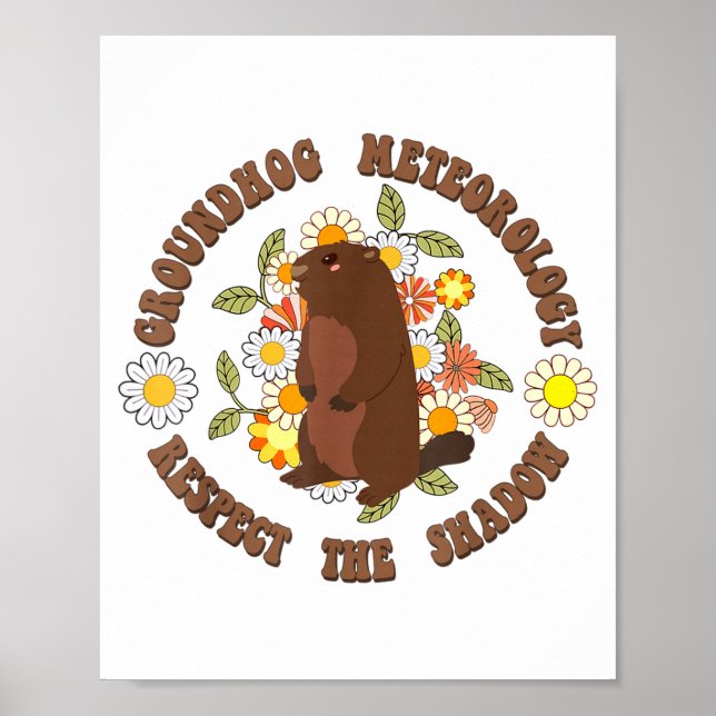 Póster Groundhog Day Respect The Shadow Meteorology Retro (Frente)