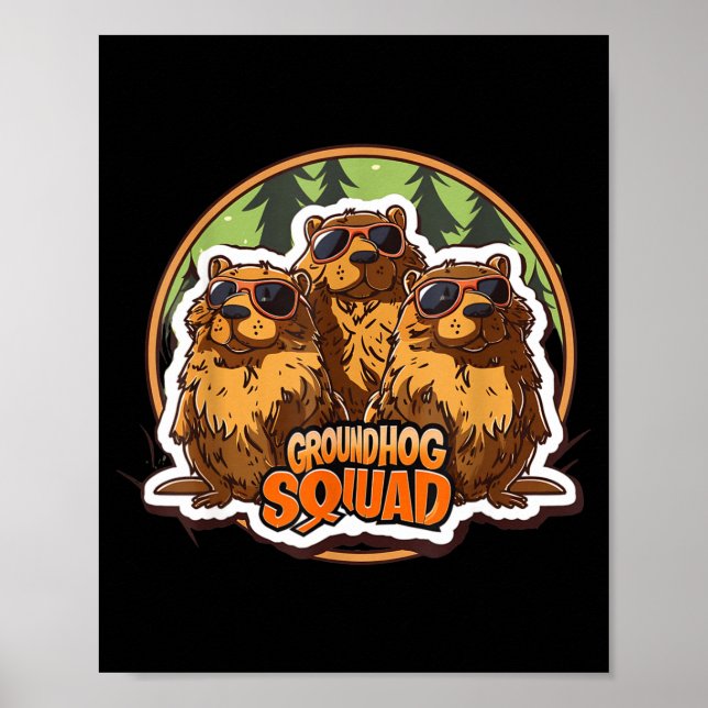 Póster Groundhog Day Squad Funny Spring February Punxsuta (Frente)