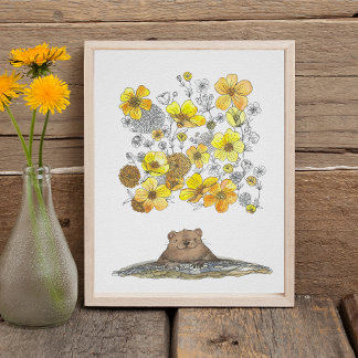 Póster Groundhog Day Watercolor