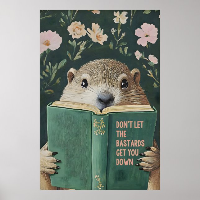 Póster Groundhog Reading Motivational Book Art Print (Frente)