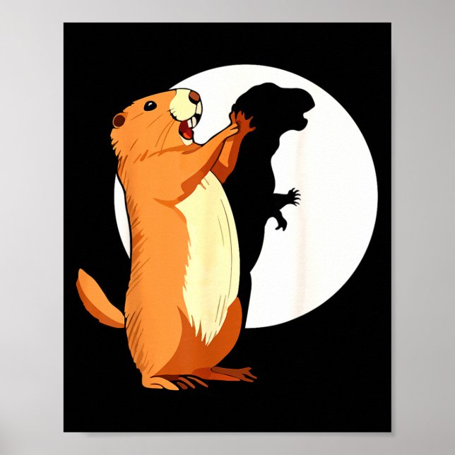 Póster Groundhog Shadow Dinosaur Funny Puppet Happy Groun (Frente)