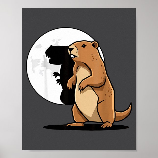 Póster Groundhog Shadow Dinosaur Puppet Happy Groundhog D (Frente)