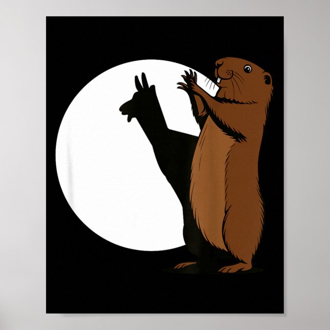 Póster Groundhogs Llama Shadow Puppet Funny Woodchuck  (Frente)