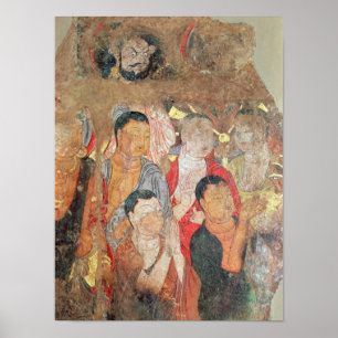 Póster Group of monks and Buddha