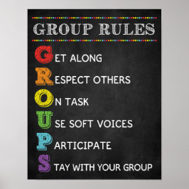 Póster GROUP Rules Classroom Behavior Management Poster