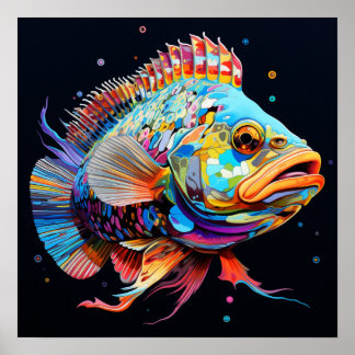 Póster Grouper Gigante Psicodélico