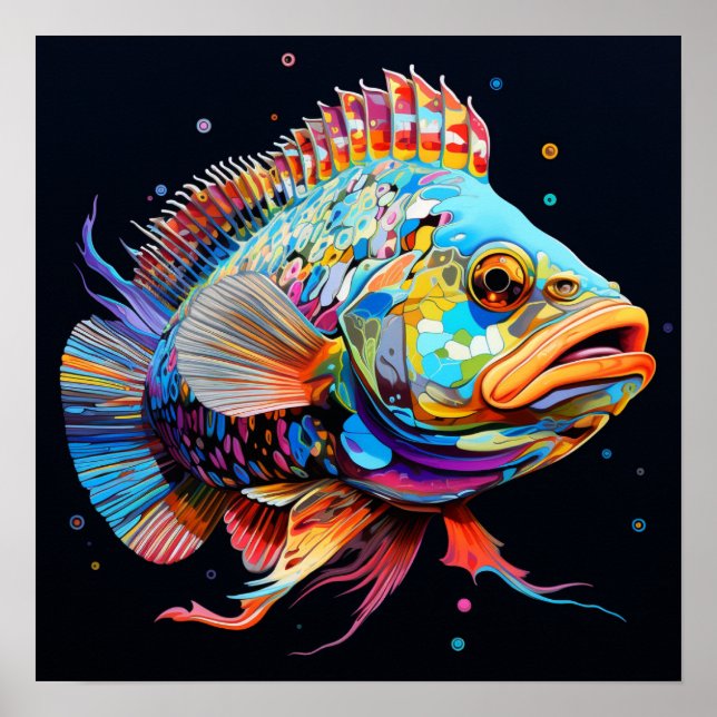 Póster Grouper Gigante Psicodélico (Frente)