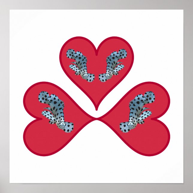 Póster Grouper Twins - Ilustración de tres corazones rojo (Frente)