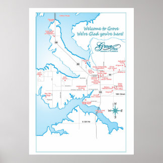 Póster Grove OK attractions map 19
