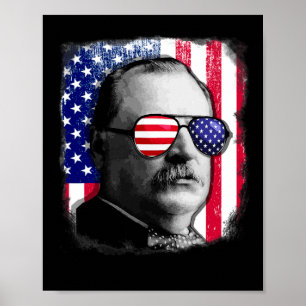 Póster Grover Cleveland bandera de EE. UU. 4 de julio 