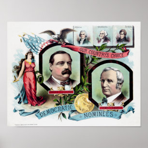 Póster Grover Cleveland y Thomas Hendricks