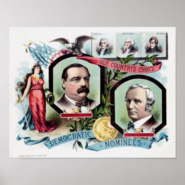 Póster Grover Cleveland y Thomas Hendricks Election Pri (Frente)