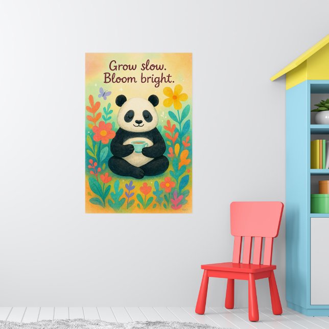 Póster Grow Slow Bloom Bright – Peaceful Panda Garden (Guardería 1)