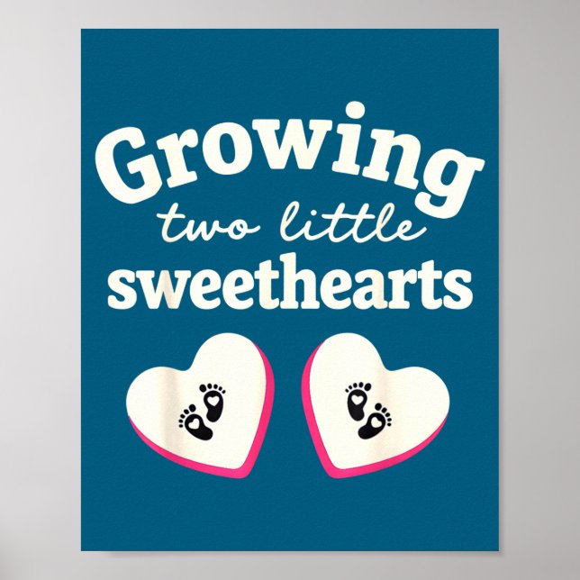 Póster Growing Two Little Sweethearts Valentines Pregnanc (Frente)