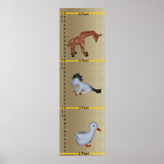 Póster Growth Chart - Duck, Unicorn, Giraffe Dolls