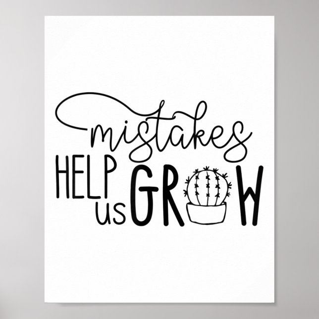 Póster Growth Mindset Teacher Mistakes Help Us Grow Men W (Frente)
