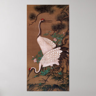 Póster Grúa, Bella Artes japonés Watanabe Shuseki