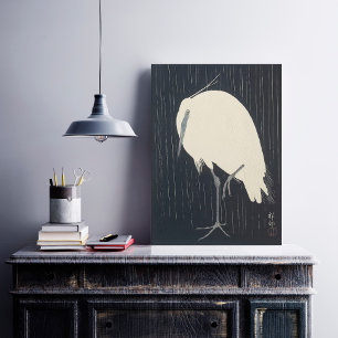 Póster Grúa blanca en la lluvia - Poster Bella Artes japo