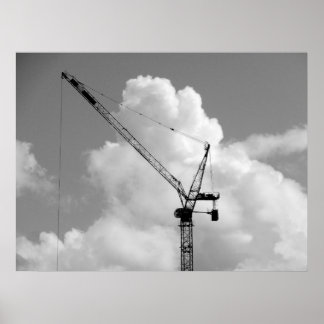 Póster Grúa Cumulonimbus - Blanco y negro
