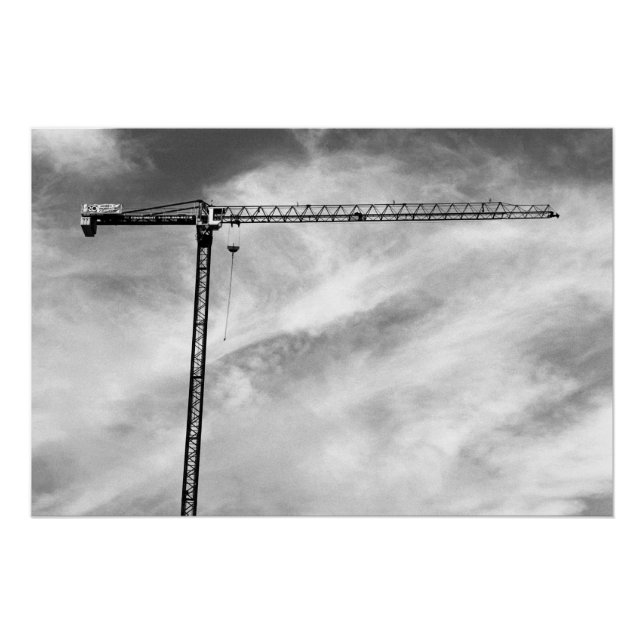 Póster Grúa de construcción artística foto en blanco y ne (Anverso)