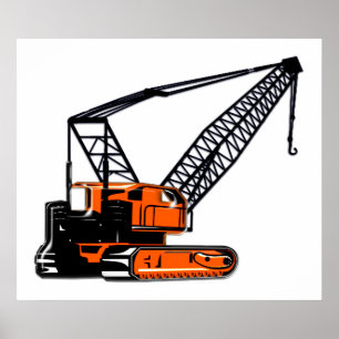 Póster Grúa de construcción naranja