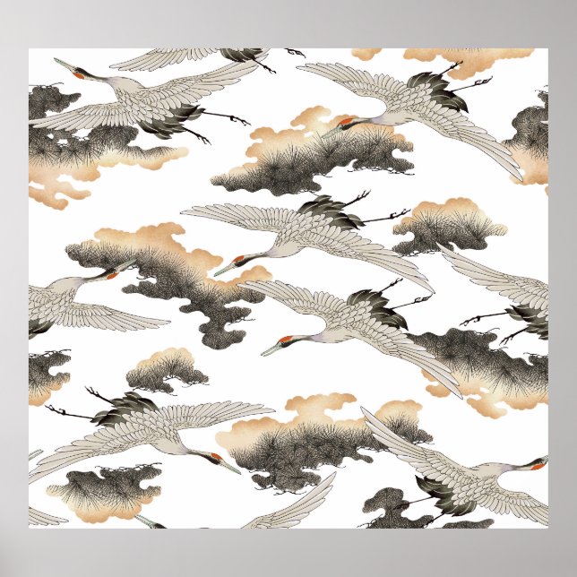 Póster Grúa de estilo japonés: diseño elegante. (Frente)