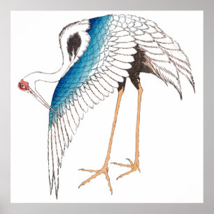 Póster Grúa de Hokusai