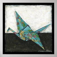 Grúa de Origami con diseños florales
