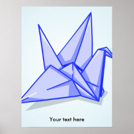 Póster Grúa de papel de origami azul
