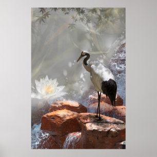 Póster Grúa japonesa "longevidad"