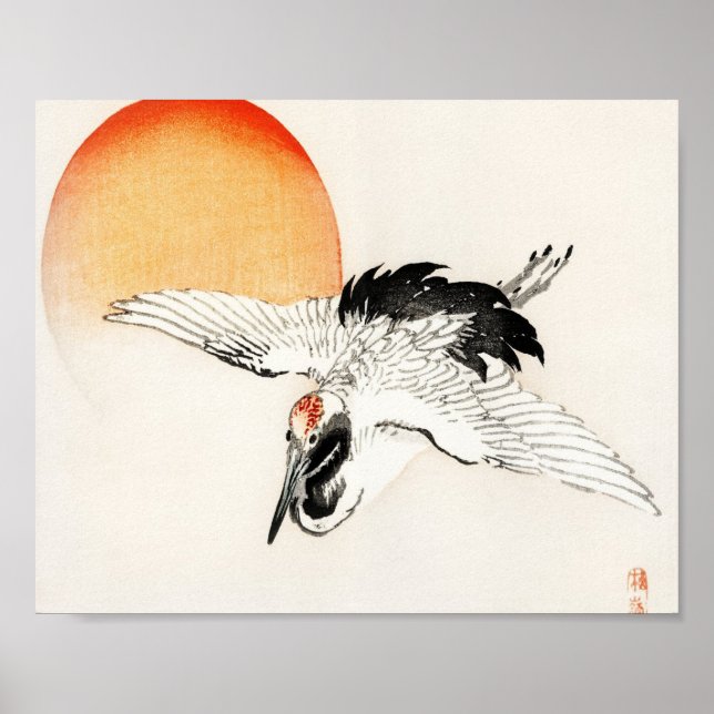 Póster Grúa voladora de Kōno Bairei (Frente)
