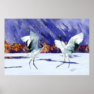 Póster Grúas blancas de baile