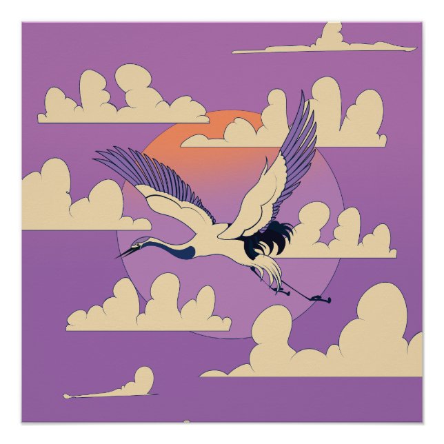 Póster Grulla asiática rosa (Anverso)