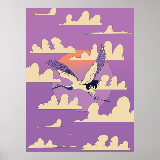 Póster Grulla asiática rosa (Frente)