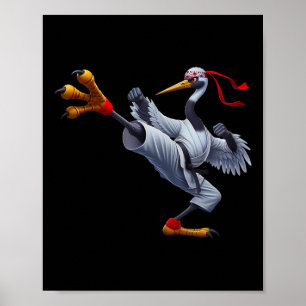 Póster Grulla Whooping en el famoso movimiento de patada 