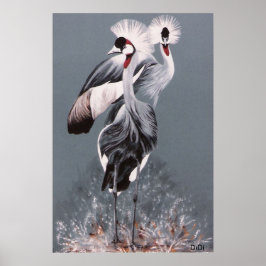 Póster Grullas coronadas, pintura de DiDi
