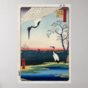 Póster Grullas japonesas de un artista desconocido (1797-