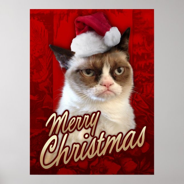 Póster Grumpy Cat Merry Christmas (Frente)