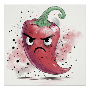 Póster Grumpy Chili Pepper