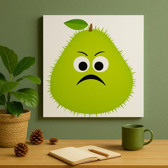 Póster Grumpy Fuzzy Pear Face Funny Fruit Character (Subido por el creador)