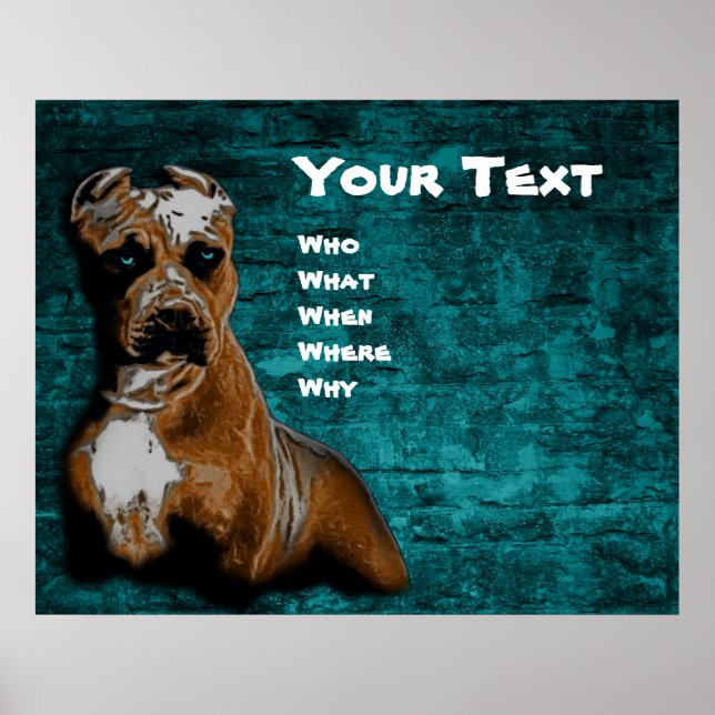 Póster Grunge American Pitbull Terrier Retrato (Frente)