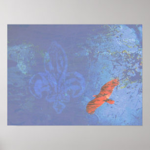 Póster Grunge azul solar